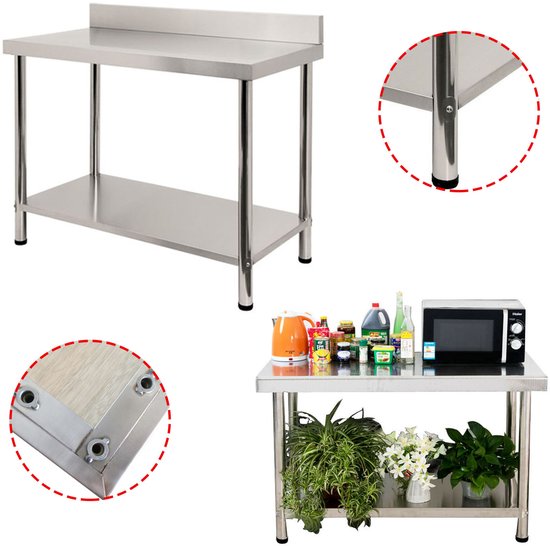 roestvrijstalen voorbereidingstafel, werktafel keuken, 200 kg