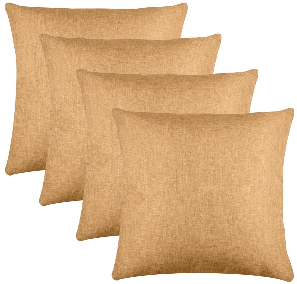 Stof Textile sierkussen Bea - 4x - camel - 50 x 50 cm - bank kussens - zitkussens - binnen/buiten - polyester Camel bruin