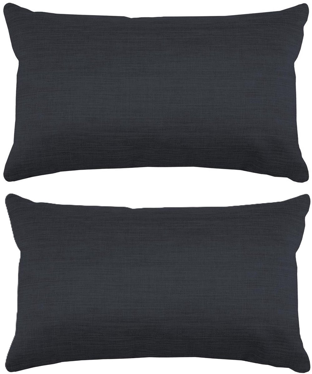 Stof Textile sierkussen Bea - 2x - antraciet - 30 x 50 cm - bank kussens - zitkussens - binnen/buiten - polyester