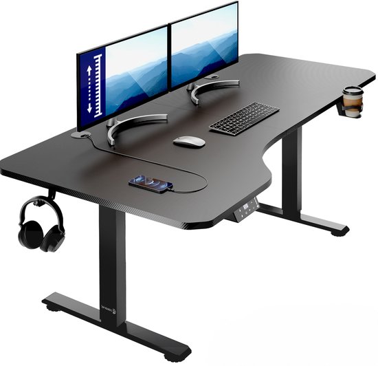 Casaria Zit Sta Bureau – Hoogte Verstelbaar Elektrisch - 160x75cm Zwart