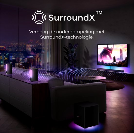 ULTIMEA 410W 7.1-kanaals Afneembare Soundbar met RGB-verlichting, met Draadloze Subwoofer en 2 Surround Speakers, Smart App-besturing - Zwart van Ultimea — afbeelding 3