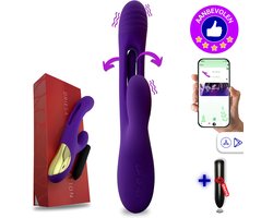 SlipperyHeights® Driesa 3-in-1 Rabbit Vibrator voor Vrouwen met App – G Spot & Clitoris Stimulator – 21 Standen – Inclusief Mini Vibrator – Waterdicht – Paars