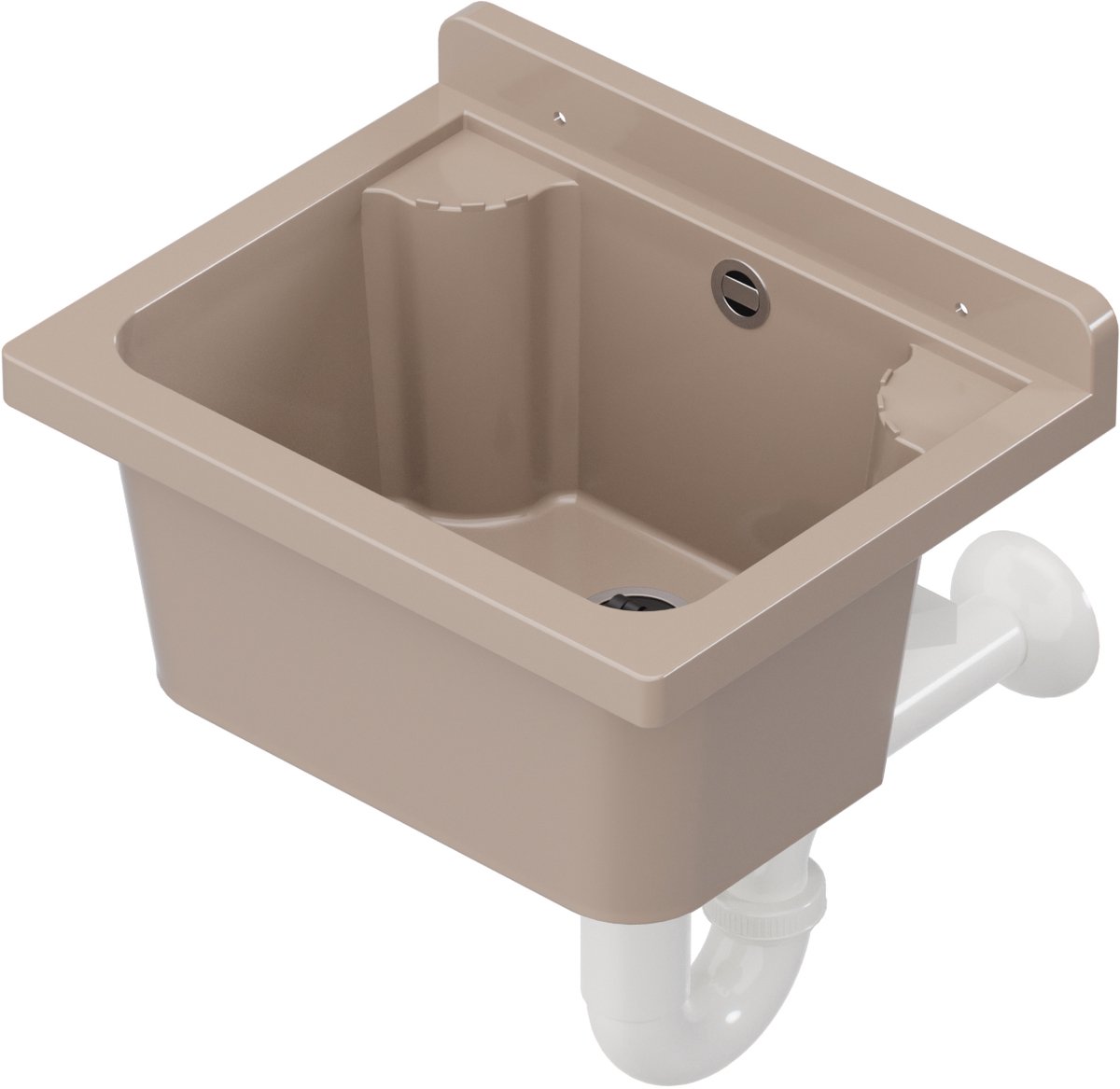 QLS Gootsteen Beige 42x34x24 cm van Kunststof - Inclusief Sifonset - voor Tuin en Wasruimte 10865