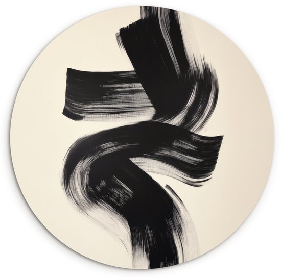 WallCircle® Wandcirkel 120x120 cm - Muurcirkel Strepen - Zwart - Abstract - Muurdecoratie woonkamer - Wanddecoratie slaapkamer - Kamer decoratie accessoires - Ronde schilderijen XXL