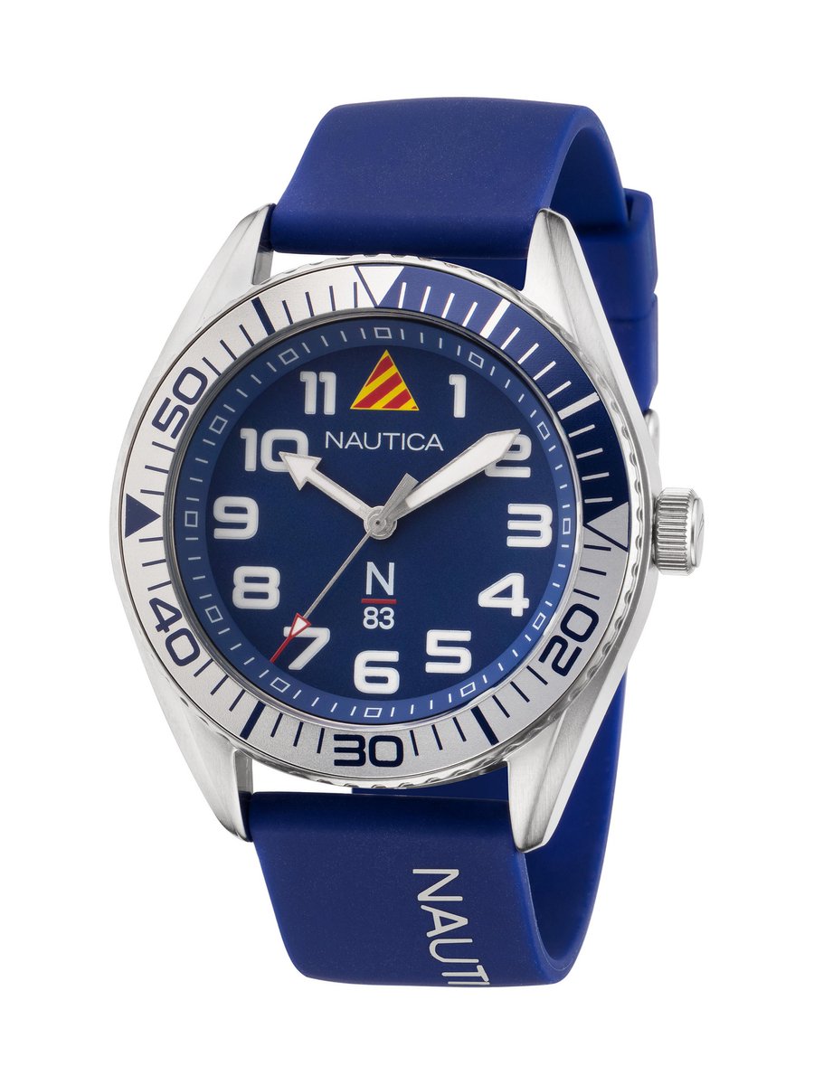 Nautica Finn World Kwarts Analoog Horloge Blauw Case: 100% Stainless Steel | Armband: 100% Silicone 43 NAPFWF201