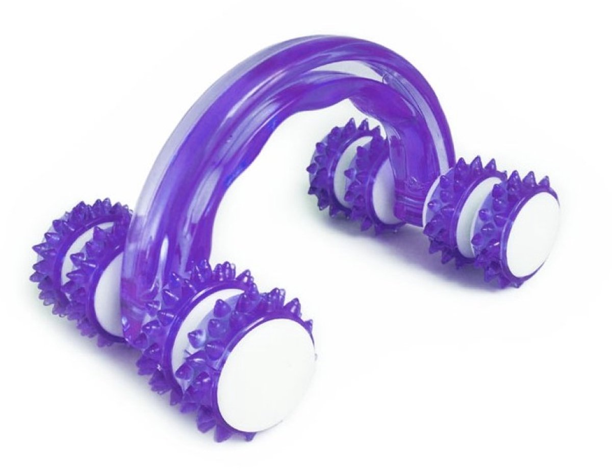 Massage roller met 8 wielen en stekels - Voor armen, benen en lijf - Paars
