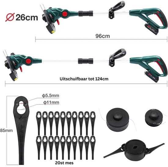 CRLYN® Grastrimmers met Accu - Kantenmaaier Elektrisch - Grasmaaier van Merkloos	 — afbeelding 5