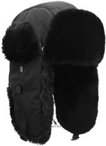 San Vitale® - Piloten muts - Winter muts - Met Oorkleppen - Unisex - Waterafstotende Stof/ faux bont - Zwart
