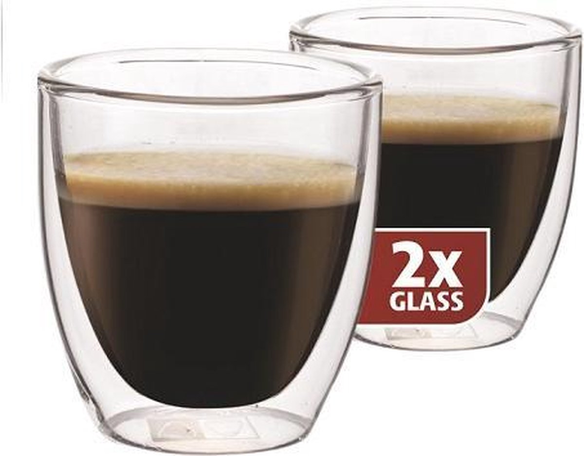 Bol.com Maxxo Kleine Espressoglazen - Dubbelwandig - 2 stuks aanbieding