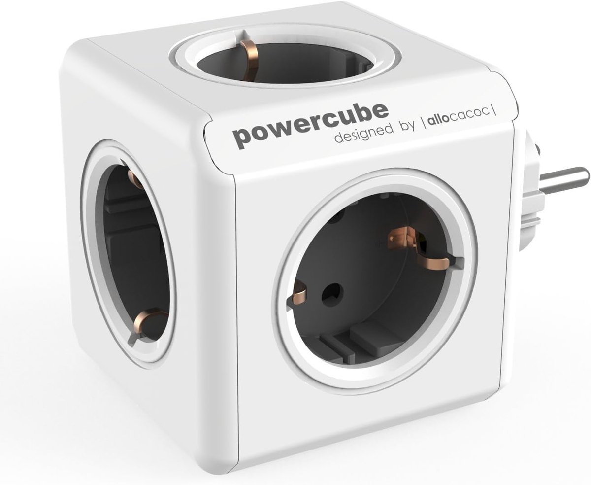 PowerCube Original Type F - Grijze Socket Multiplier met 5 Stopcontacten