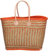 Beagles Bozaka Rieten Mand - Ruime en Functionele Boodschappenmand Strandtas met Stijlvol Design - Oranje
