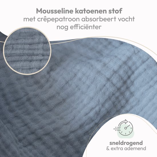Laleni Hydrofiele Doeken - 100% Katoen - Mousseline - 70x70cm - Lichtblauw - Set van 5 van Laleni — afbeelding 3