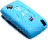 Autosleutel Hoesje geschikt voor Peugeot - SleutelCover - Silicone Autosleutel Cover - Sleutelhoesje Lichtblauw