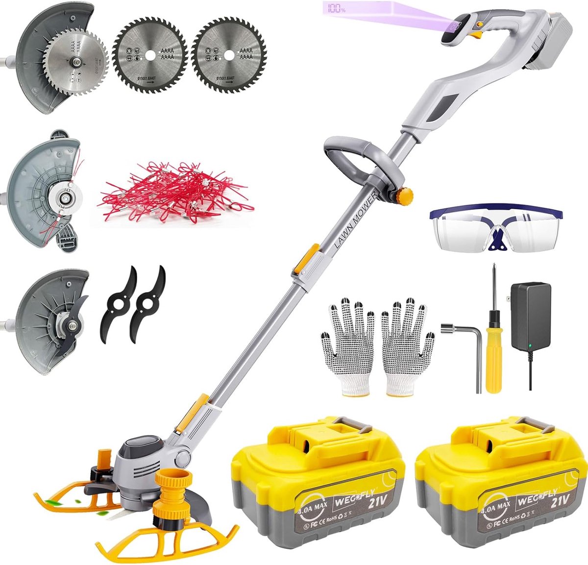 Multifunctionele Accu Grastrimmer 21V met 2 Accu's en Oplader - Lichtgewicht, Ergonomisch en Krachtig