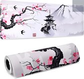 Grote Muismat 80x30 | Gaming Muismat | Wit | XXL | Antislip | Desktop Mat | Computer Mat | Blossom