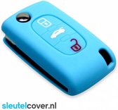 Autosleutel Hoesje geschikt voor Fiat - SleutelCover - Silicone Autosleutel Cover - Sleutelhoesje Lichtblauw