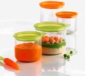 Mastrad LilPod Conserveerpotjes - Voor babyvoedsel - 150 ml en 300 m - Set van 4 stuks - Oranje - Groen