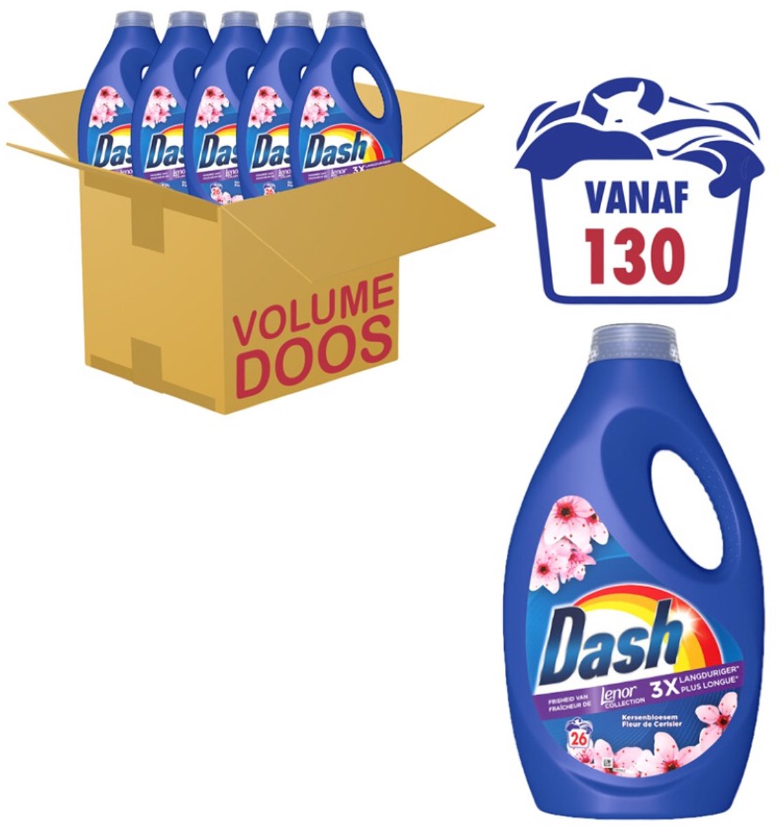 Goedkoopste Dash Liquid wasmiddel 5x 26wasbeurten - 5x 1.170ml Gemberlelie & Guave