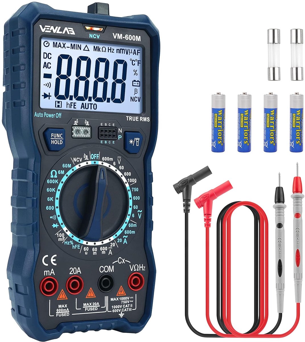 Digitale Multimeter 6000 Tellingen - True RMS Stroom- en Voltmeter met LCD-scherm en Handmatige Bereik
