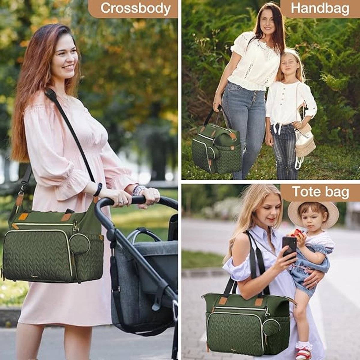 Famanu - Luierrugzak voor baby's, grote luiertas, waterdicht, draagbaar, reis-schoudertas, draagtas, hengseltas, babytas met schouderriemen