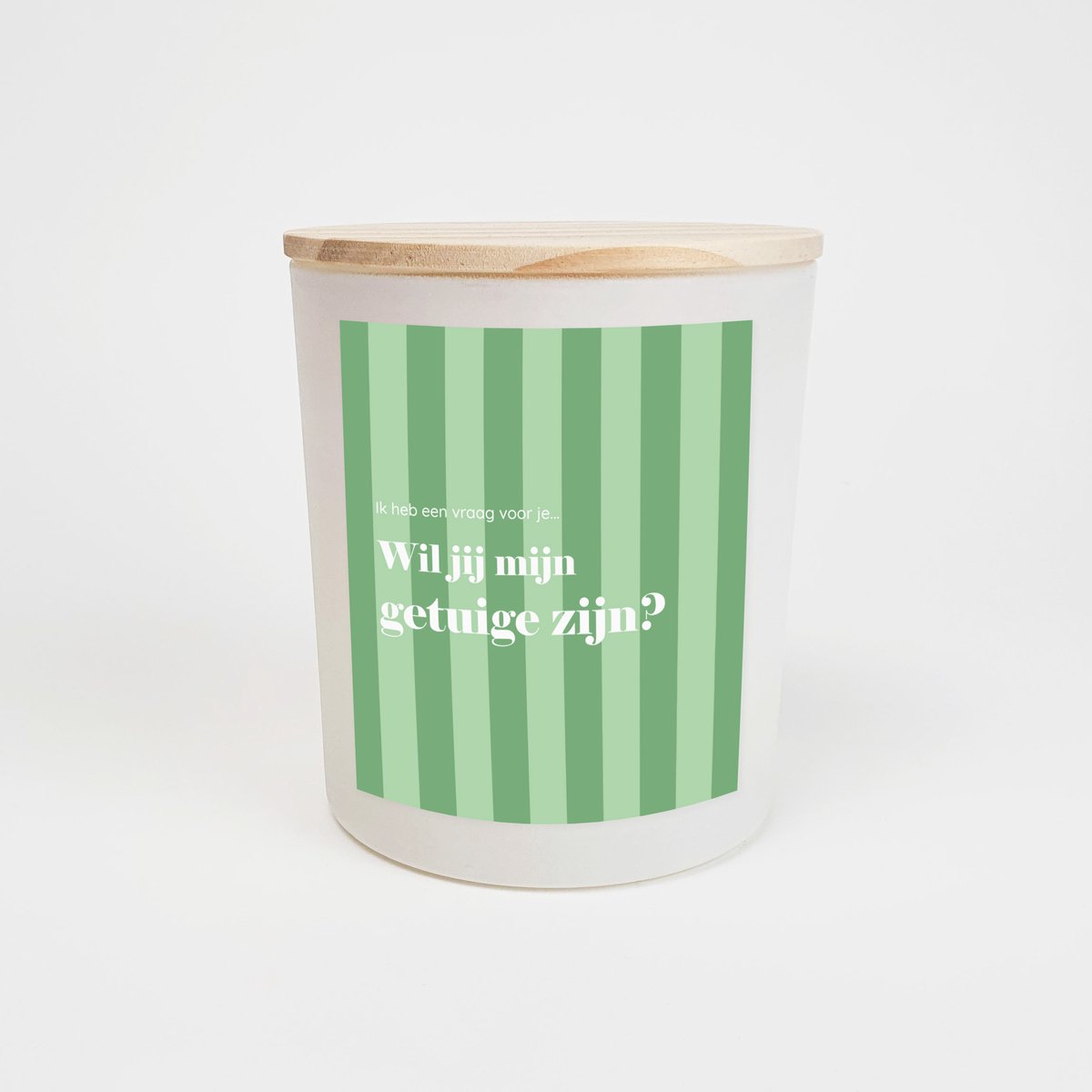 Geurkaars in glas - Getuige vragen - Wil jij mijn getuige zijn - Geurkaarsen geschenkset - Geurkaars - WIT - Green stripes design