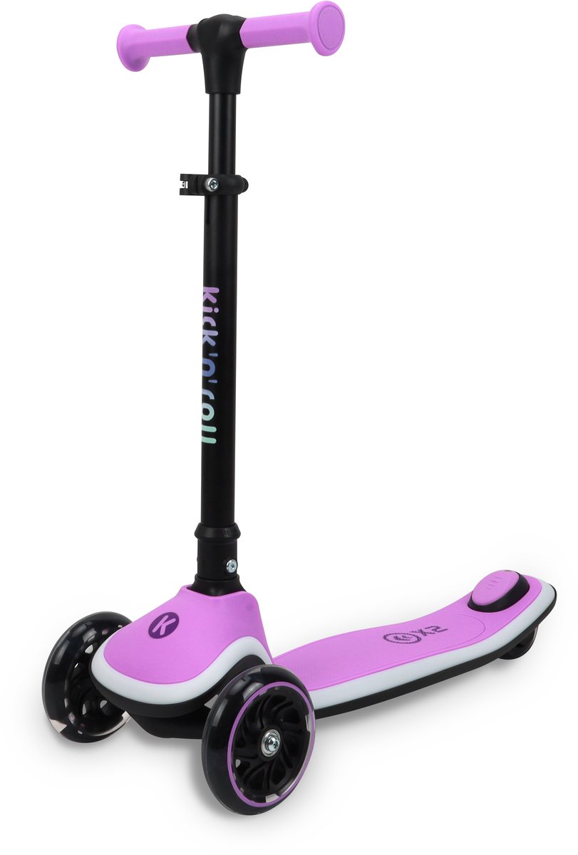 Kick'n'Roll X2 Kinderstep - Purple, 3 wielen, LED-verlichting in het board, in hoogte verstelbaar.