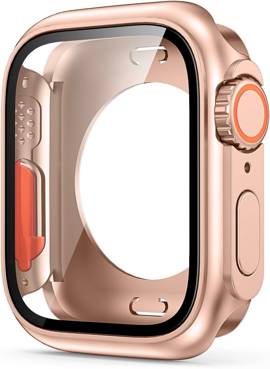 Bumper Case Geschikt voor Apple Watch Series 4 / 5 / 6 / SE - 40mm - Full Cover Hard Case / Beschermend Hoesje Met Screenprotector - Rosegoud
