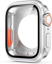 Bumper Case Geschikt voor Apple Watch Series 7 / 8 / 9 - 41mm - Full Cover Hard Case / Beschermend Hoesje Met Screenprotector - Zilver