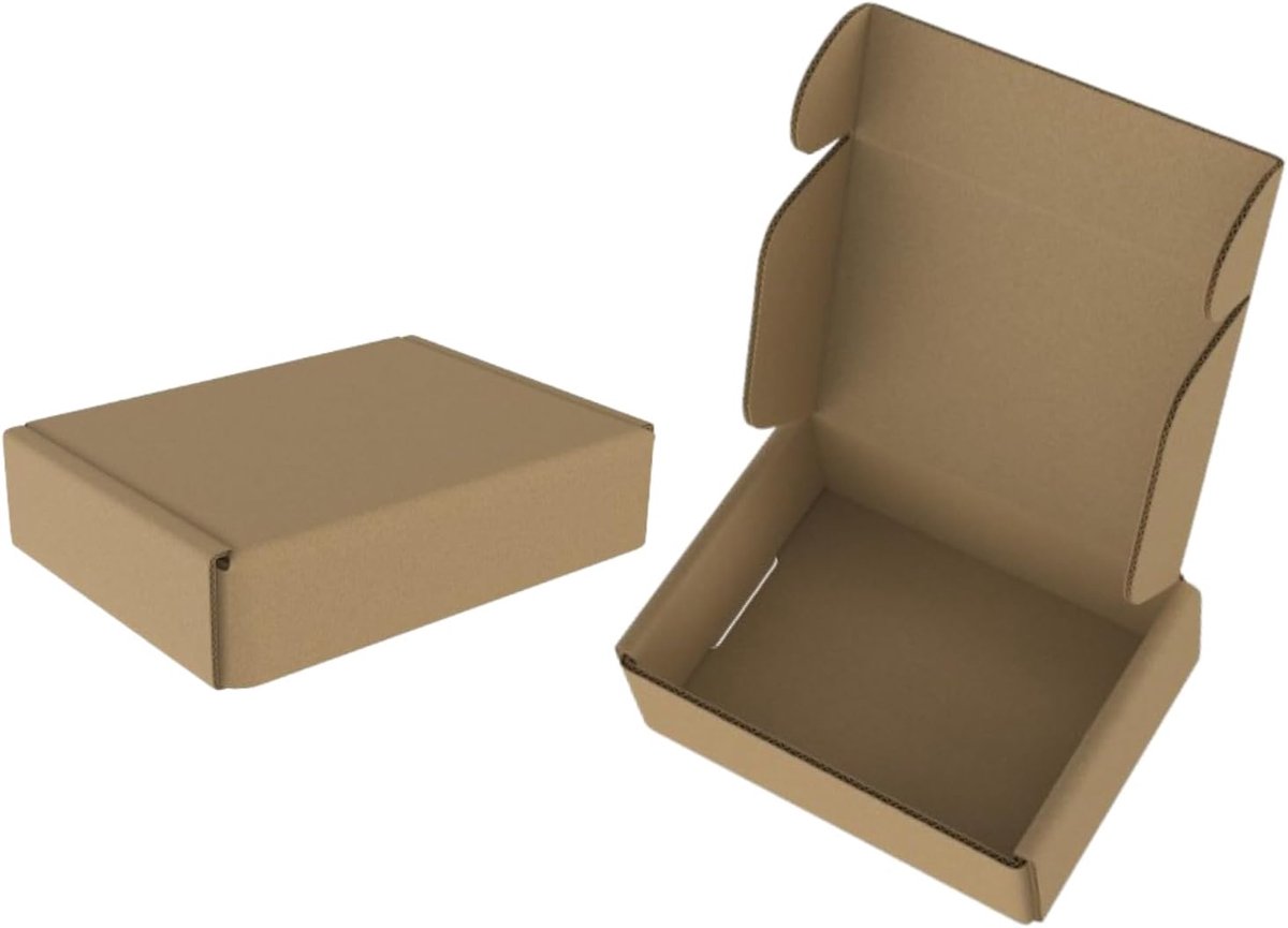 Aufun 20 Stuks Platte Verzenddozen 15x10x4cm Van Golfkarton, Vouwdoos Brievenbussen Bruin Voor Zendingen, Cadeauverpakking & Verzending, Recyclebare Pakketten
