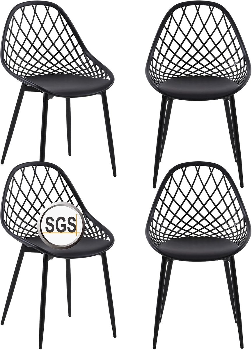 Set van 4 verstelbare tuinstoelen met metalen poten voor buiten