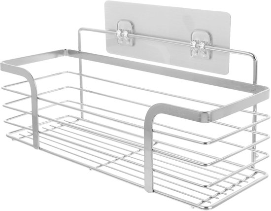 Foto: Badkamerrek 1 roestvrijstalen rek doucherek doucherek wand doucherek zonder boren douchemand keuken afdruiprek rekje voor in de douche badkamer plank doucherek rvs zelfklevend voor badkamer keuken toilet