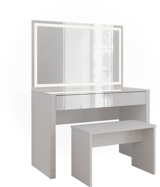 Hoek kaptafel Arielle Wit 110 cm met LED-verlichting Vicco | Wit | met
