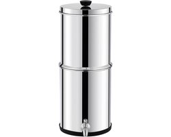 Zwaartekracht-waterfiltersysteem, 2,25G 304 roestvrijstalen werkblad, vermindert lood en chloor, 2 koolstoffilters en kraan, voor thuis, camping, camper