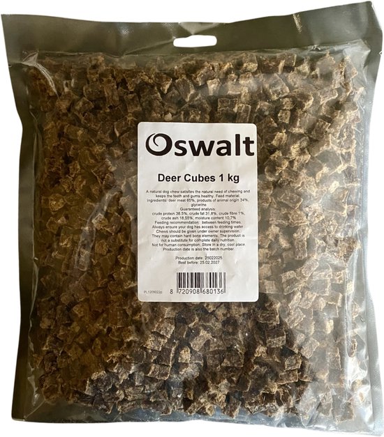 Oswalt Trainingssnack Hert - Hondensnack - Hert - 1KG