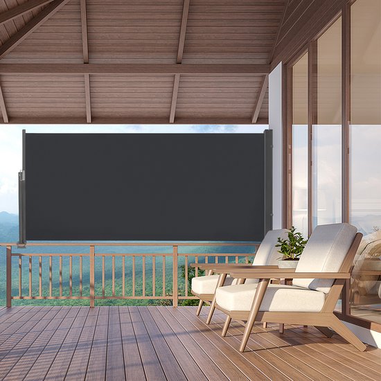 Outsunny Windscherm Met Kijkvenster En Draagtas, Stalen Palen 440x140cm Blauw~1t8e9lhopqo01