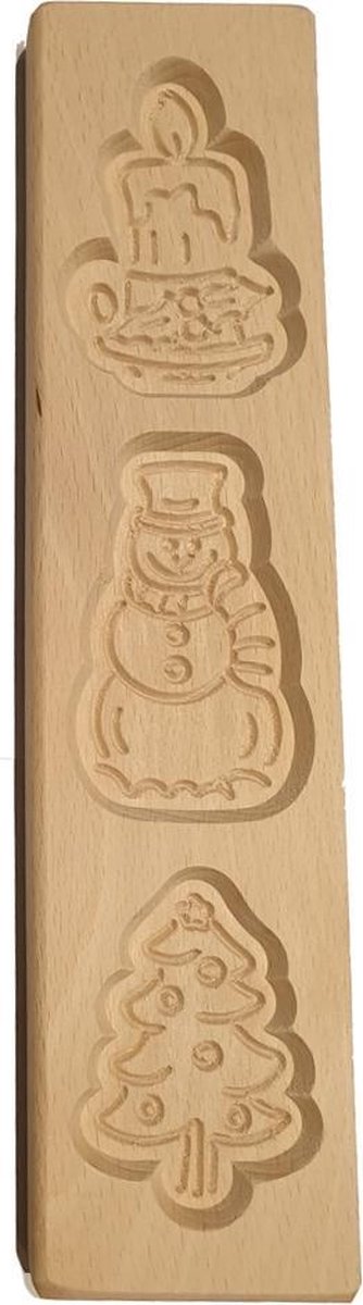 Speculaasplank Kerst - Kaars, Sneeuwpop, Kerstboom - Habitas4U