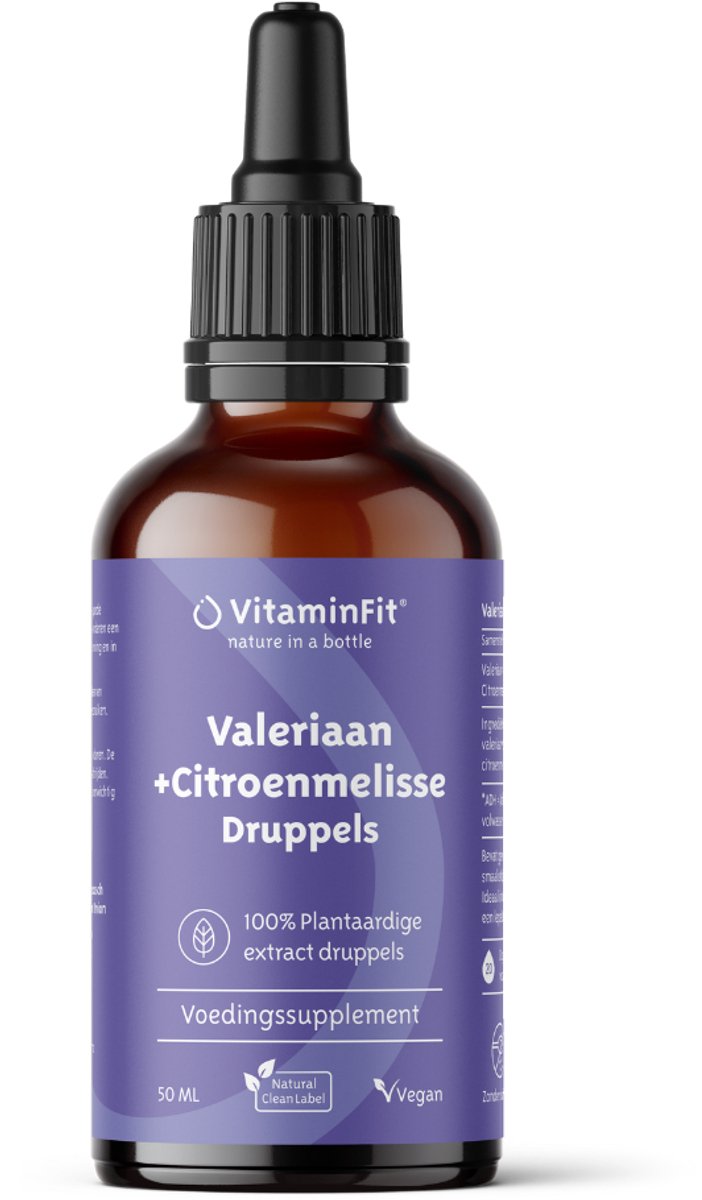 Goedkoopste VitaminFit Valeriaan & Citroenmelisse Druppels - 50 ML - 100 Natuurlijk & Plantaardig - Rust & Ontspanning