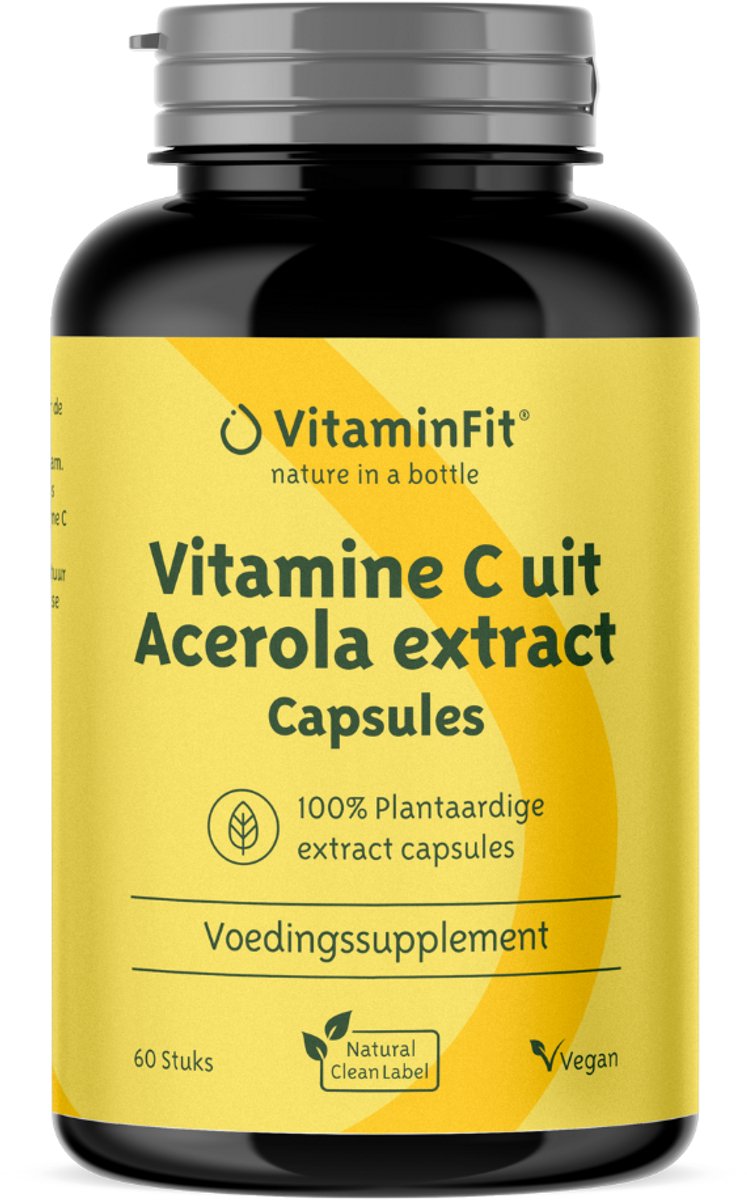 Goedkoopste VitaminFit Vitamine C Capsules met Acerola Extract - 100 Natuurlijk & Plantaardig - 60 Capsules