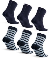 Chaussettes en coton DANISH ENDURANCE pour hommes et femmes - 6 paires - Ultra douces - Rayures bleu marine - Tailles 43-47