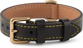 Brute Strength - Luxe leren halsband hond - Zwart - M - (36 - 43 cm) x 2,5cm - honden halsband - hondenhalsband - halsband hond leer - leren honden halsband - stoere honden halsband - leren hondenhalsband