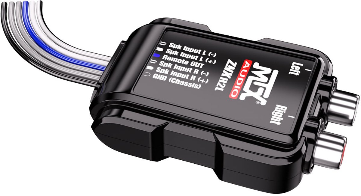 MTX ZNX-H2L - high/ low convertor voor RCA/Tulp met remote - geen spanning nodig !