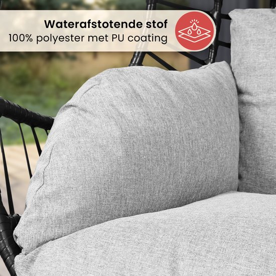 Swoods XXL Egg Hangstoel met Standaard – Hangstoel voor Buiten en Binnen – Egg Chair – Ei Stoel – tot 150 kg – Incl. Kussens