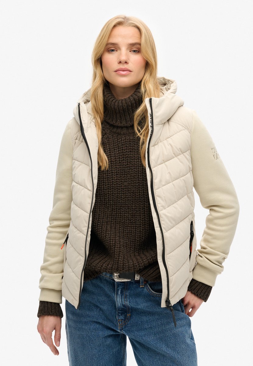 Superdry Gewatteerde hybride Storm jas met capuchon Dames Hoodies Beige