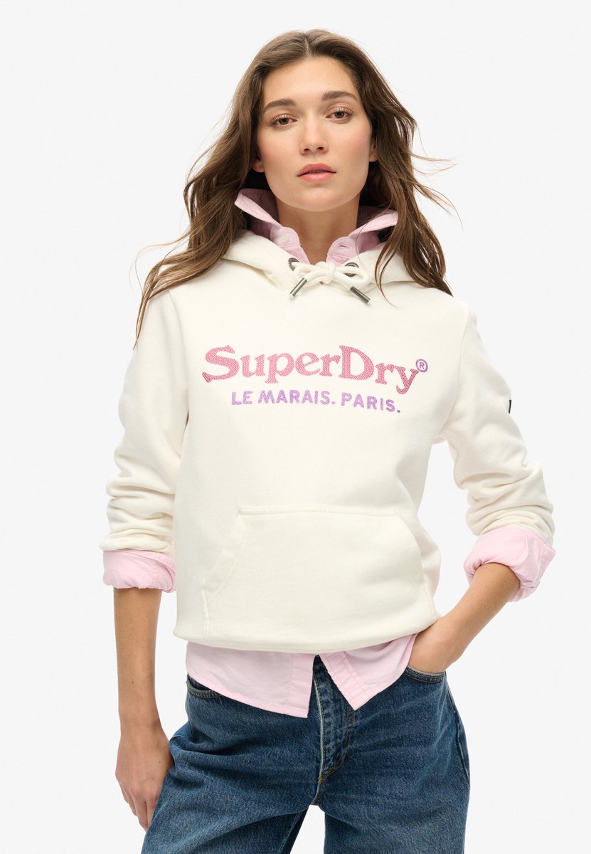 Superdry Metallic Venue hoodie Dames Hoodies Creme