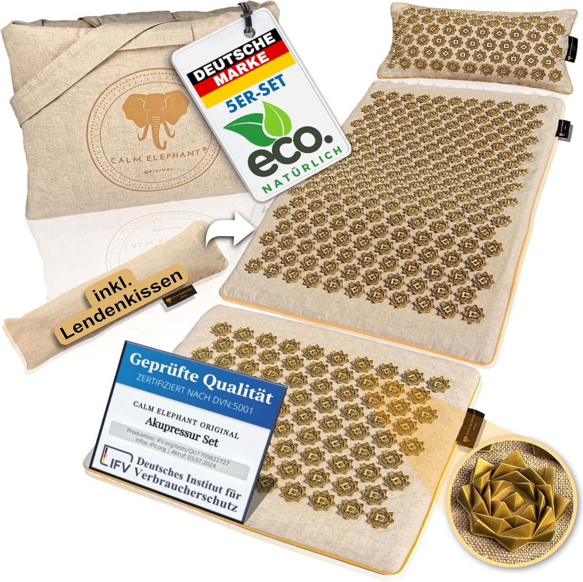 Premium Acupressuurmat XL-set met Kussen en Lendenkussen voor Ontspanning en Welzijn
