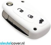 Autosleutel Hoesje geschikt voor Fiat - SleutelCover - Silicone Autosleutel Cover - Sleutelhoesje Wit