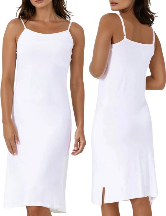 Fond de robe dames | Bamboe Viscose | Longue (120CM) | Taille XXL/3XL | Blanc