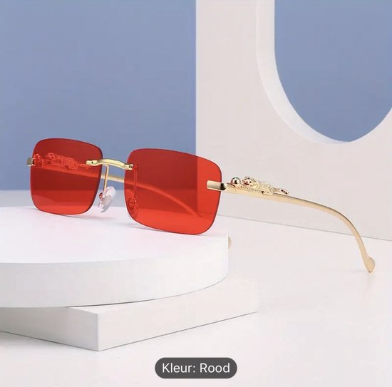 Lgeura® Randloze Zonnebril - Mode Rood (UV400) - Unisex - Perfect voor Zomer & Buitenactiviteiten - man -vrouw - Rood - zomer van Merkloos — afbeelding 5