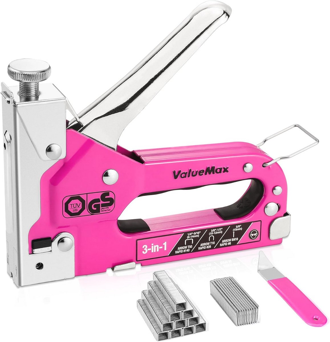 3-in-1 Handtacker Set met Verstelbare Schietkracht en 2000 Nietjes voor Houten Bevestigingen