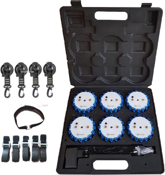 Reactionlight - set 6 lichten blauw plus 6 straps - Trainen - reaction lights -LongRange - Sportartikelen - Sport apparatuur- Reactie trainer - Fysiotherapie - reactie licht - thuis sporten - reactionlight - reactionlights -Alternatief voor Blazepods